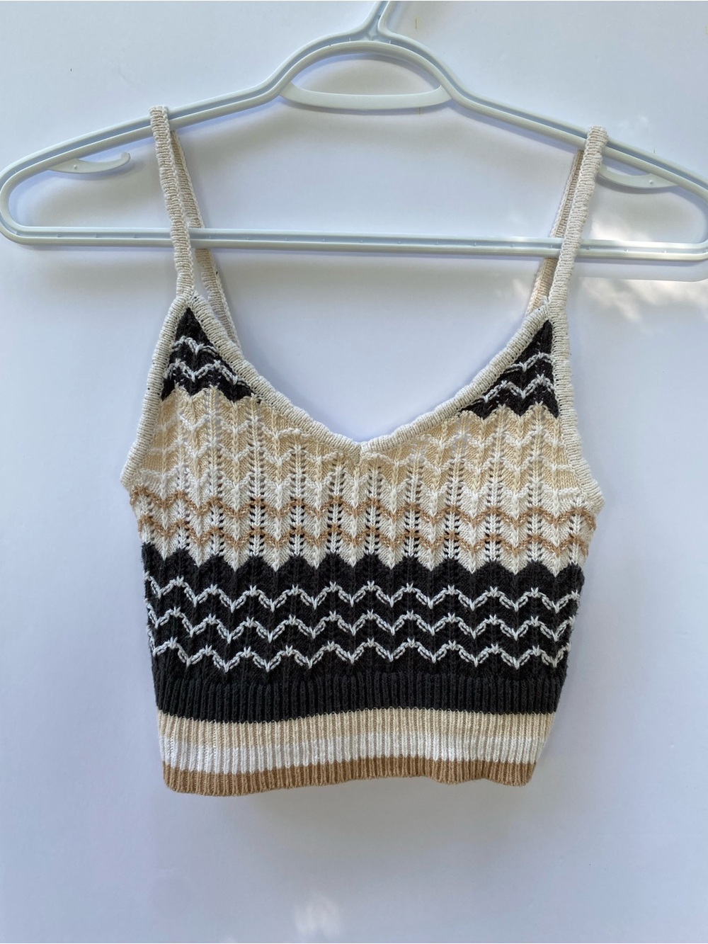 AE Crochet Crop Top - Cream, White & Black